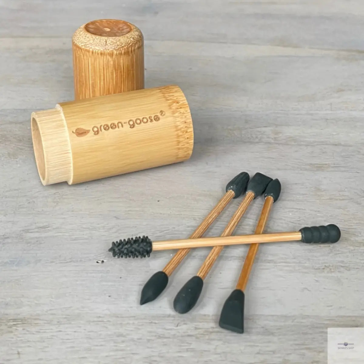 green-goose Herbruikbare Wattenstaafjes (4 Stuks) met Bamboe Houder green-goose
