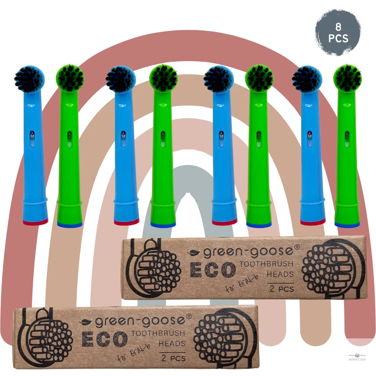 green-goose Oral B Houtskool Opzetborstels | 2x4 Stuks | Kids green-goose