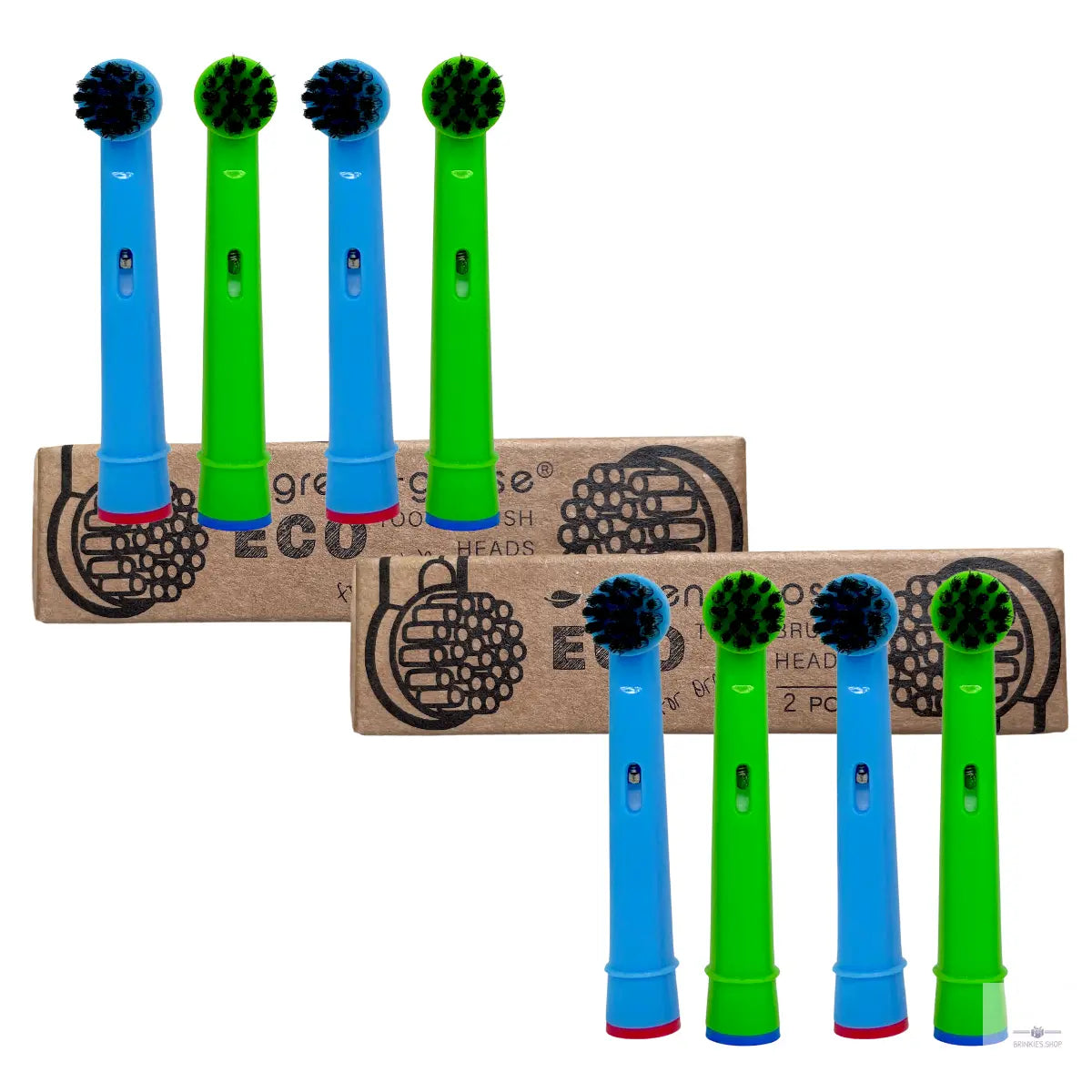 green-goose Oral B Houtskool Opzetborstels | 2x4 Stuks | Kids green-goose